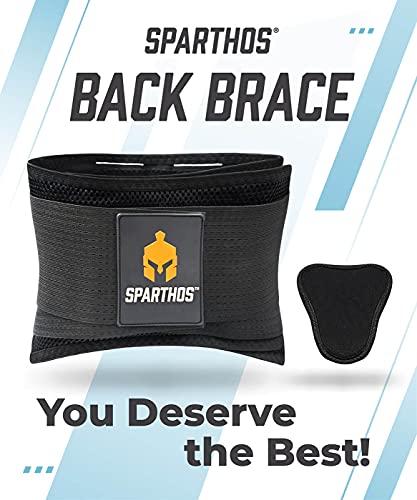 Back Brace by Sparthos - Immediate Relief from Back Pain, Herniated Disc, Sciatica, Scoliosis and more! - Breathable Mesh Design with Lumbar Pad- Adjustable Support Straps- Lower Back Belt- Size Large