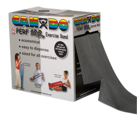 CanDo 10-5695 Latex Free Exercise Band, 100 yd, Black-X-Heavy