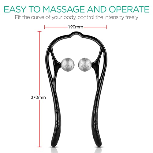 VOYOR Neck Massager Shiatsu Deep Tissue Dual Trigger Point Shoulder Massager for Pain Relief, Ergonomic Handle Design, Lightweight & Portable MS110