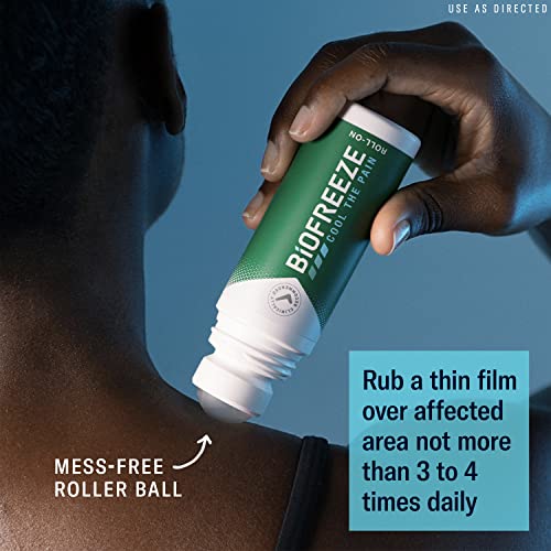 Biofreeze Roll-On Pain-Relieving Gel 3 FL OZ, Green (Pack Of 3) Topical Pain Reliever For Muscles And Joints From Arthritis, Backache, Strains, Bruises, & Sprains (Package May Vary)