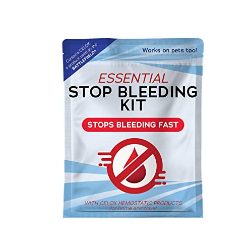 Biologistex - First Aid Kit Supply with CELOX - Essential Stop Bleeding Kit for Bleeding Wounds or Nosebleeds
