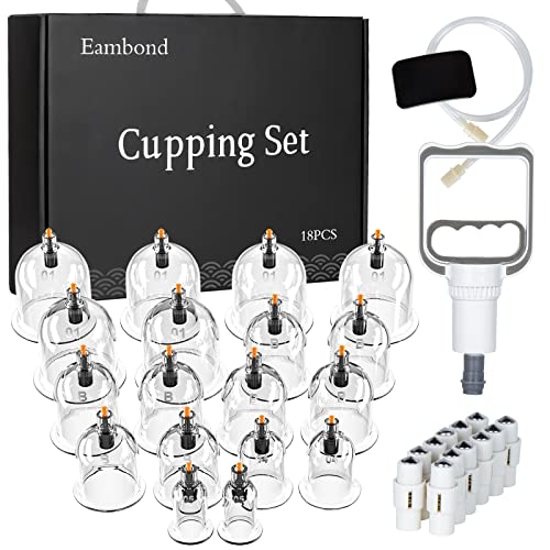 Eambond Cupping Set, Cupping Therapy Sets Massage Back, Pain Relief, Physical Therapy, Chinese Cupping kit with Vacuum Pump - Massage Cupping Cup for Massage Therapists–Improve Your Health & Wellness