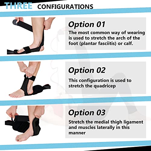 Foot and Calf Stretcher for Plantar Fasciitis, Premium Physiotherapy Stretching Strap Improves Strength and Relief to Heel Spurs, Calf, Thigh and Hip (Black)