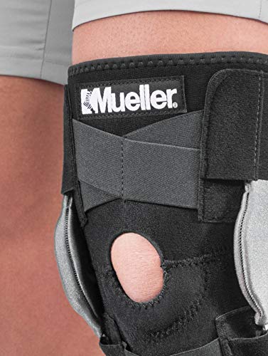 Mueller Sports Medicine Adjustable Hinged Knee Brace, Black/Gray