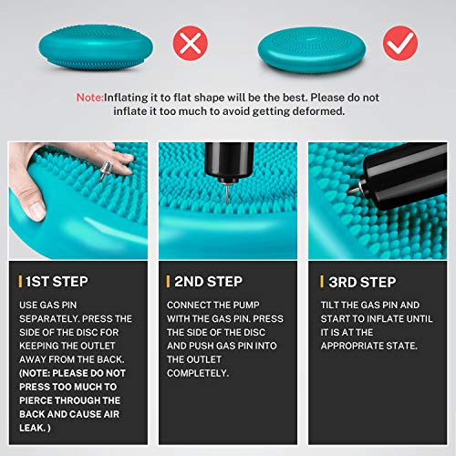 Gonex Wobble Cushion Balance Disc, Wiggle Seat for Sensory Kids Balance Disk for Stability Core Excise Office Chair Physical Therapy Fidget Seat for School Classroom, Pump Included, 1pc Turquoise