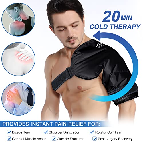 Black Double Shoulder Wrap Brace Rotator Cuff Arm Pain Relief Hot Therapy  For Man And Women Flexible Xl