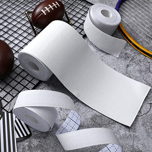 BBTO 3 Pack Athletic Sports Tape Football Turf Tape Easy Tear No Sticky Residue Extra Wide Athletic Tape Waterproof Sports Tape for Athlete Sport Trainers, 3 Size (White)