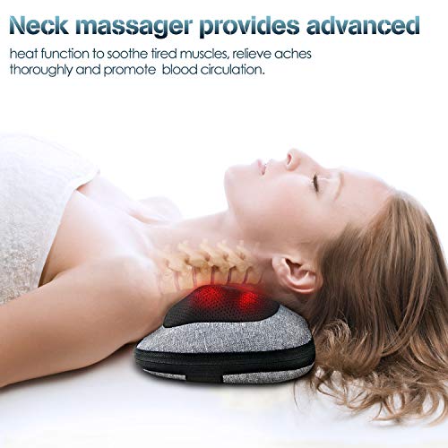Shiatsu Back Shoulder and Neck Massager with Heat - Deep Tissue Kneading  Pillow Massage - Back Massager, Shoulder Massager, Electric Full Body  Massager, for Foot Leg - Gift Black Gray