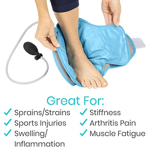 Vive Compression Ankle Ice Pack Wrap for Foot Pain Relief - Soft Cold Brace for Recovering Injuries - Support for Swelling, Sprains, & Fractures - Filled with Reusable Gel, Fits Small & Large Feet