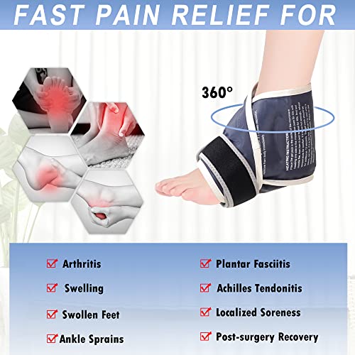 Ankle Foot Ice Pack for Injuries, Reusable Flexible Cold & Hot Compression Therapy Ice Wrap for Achilles Tendonitis, Plantar Fasciitis, Sprained Ankles and Heels, Sports Injuries