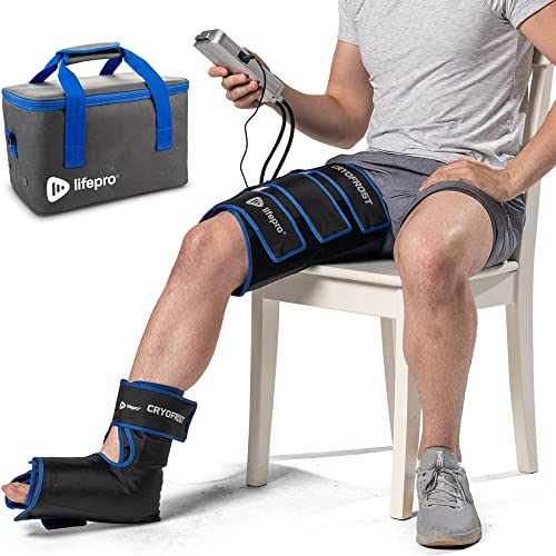 Lifepro Cryotherapy Machine - Electric Knee Ice Pack Wrap for Ankle, Calf, & Thigh - Leg Circulation Machine Includes Reusable & Non-Toxic Wraps for Knee - Cold Therapy Machine for Knee Surgery