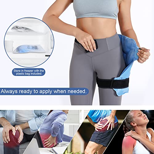 REVIX Hip Ice Pack Wrap for Bursitis Pain Relief Reusable Cold Pack for Hip Replacement, Soft Plush Lined Cold Compress for Injuries to Shoulder Back Hip Thigh and Knee