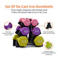 Amazon Basics Neoprene Hexagon Workout Dumbbell Color-Coded Hand Weight - Set of 6 (2, 3, and 5 Pound Weights) with Storage Rack