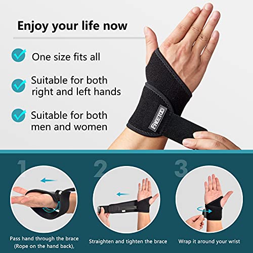 Carpal Tunnel Wrist Brace for Men and Women - Day and Night Support Splint  for Relief of , Wrists, Arm, Thumb and Hand Pain(Left Hand)